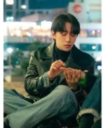Kang Tae-Pung Typhoon Family Black Leather Coat