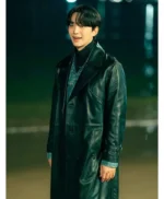 Kang Tae-Pung Typhoon Family Black Leather Coat