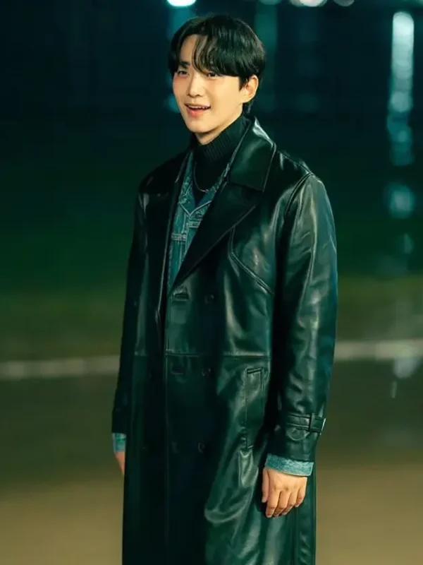 Kang Tae-Pung Typhoon Family Black Leather Coat