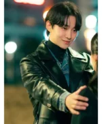 Kang Tae-Pung Typhoon Family Black Leather Coat