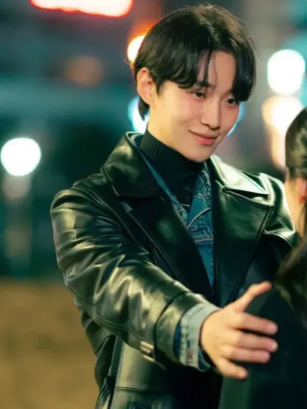 Kang Tae-Pung Typhoon Family Black Leather Coat