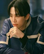 AKang Tae-Pung Typhoon Family Blue Leather Jacket