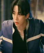 AKang Tae-Pung Typhoon Family Blue Leather Jacket