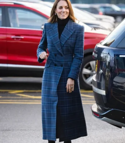 Kate Middleton Blue Plaid Coat