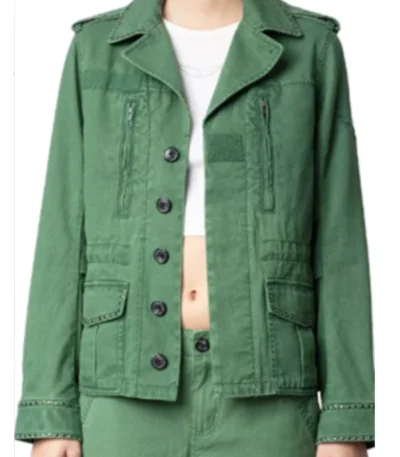 Kathy Griffin Elsbeth S03 Green Button Down Jacket