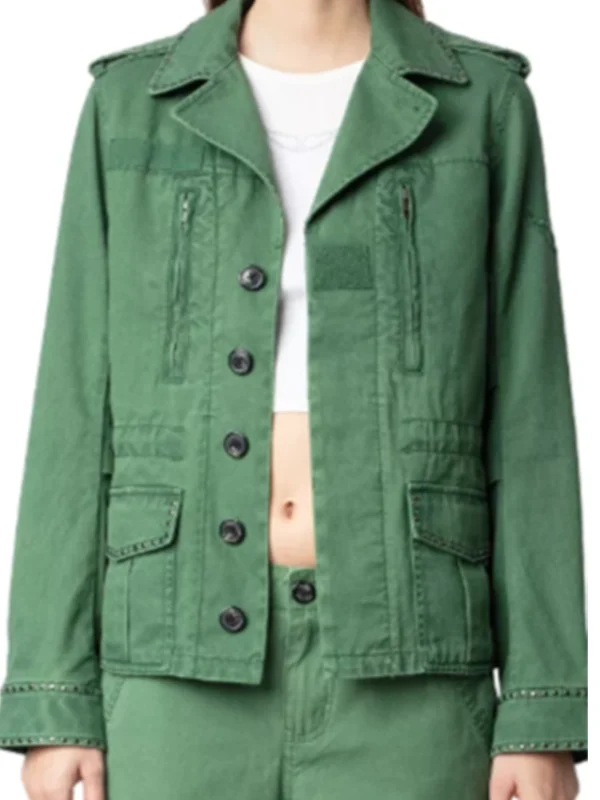 Kathy Griffin Elsbeth S03 Green Button Down Jacket