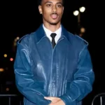 Keith Powers CFDA Blue Leather Jacket