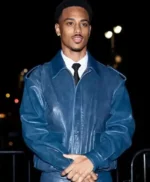 Keith Powers CFDA Blue Leather Jacket