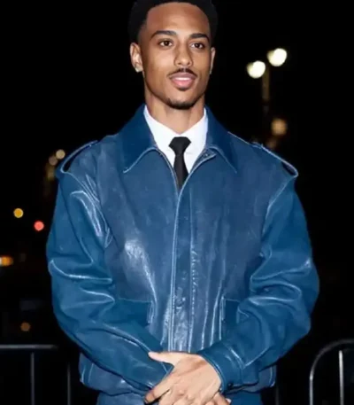 Keith Powers CFDA Blue Leather Jacket