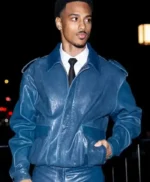 Keith Powers CFDA Blue Leather Jacket