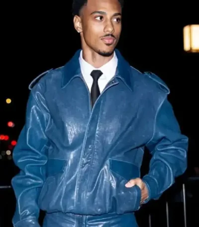 Keith Powers CFDA Blue Leather Jacket