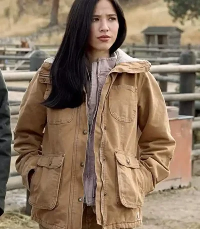 Kelsey-SF Shearling Fur Brown Utility Jacket