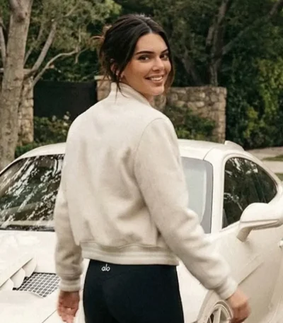 Kendal Jenner Cream Bomber Jacket