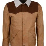 Kevin Shirt Style Fur Collar Brown Suede Leather Jacket