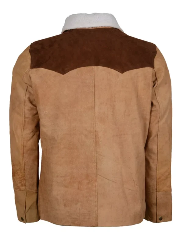 Kevin Shirt Style Fur Collar Brown Suede Leather Jacket