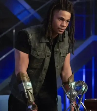 Khalil Payne Black Lightning Denim Vest