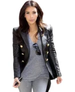 Kim Kardashian Black Leather Blazer