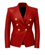 Kim Kardashian Black Leather Blazer