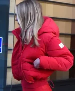 Kimberley Garner Red Puffer Hooded Jacket