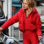 Kimberley Garner Red Puffer Hooded Jacket