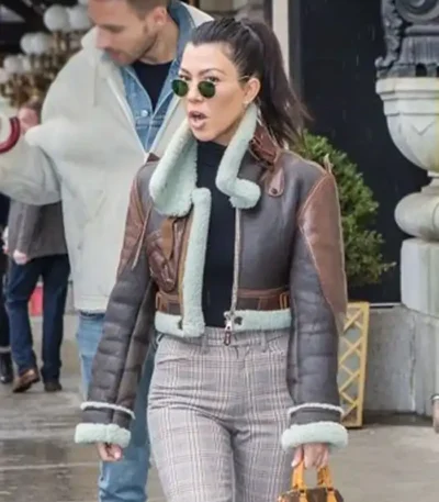 Kourtney Kardashian B3 Shearling Leather Jacket