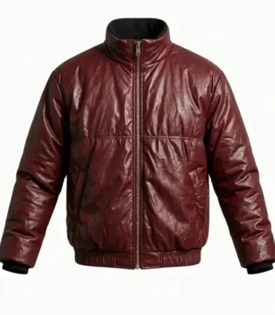 Stray Kids Hyunjin Maroon Leather Jacket