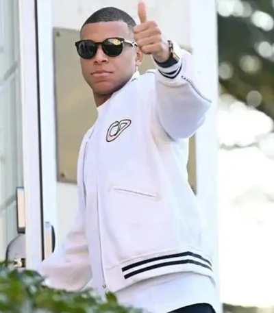 Kylian Mbappe Christian White Varsity Jacket