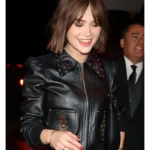 LA 2026 Emilia Jones Black Leather Jacket