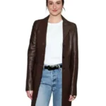 LA 2026 Shailene Woodley Brown Leather Coat