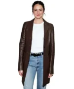LA 2026 Shailene Woodley Brown Leather Coat