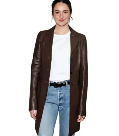 LA 2026 Shailene Woodley Brown Leather Coat