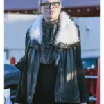 LA Alice Evans Black Leather Vest