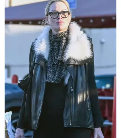 LA Alice Evans Black Leather Vest