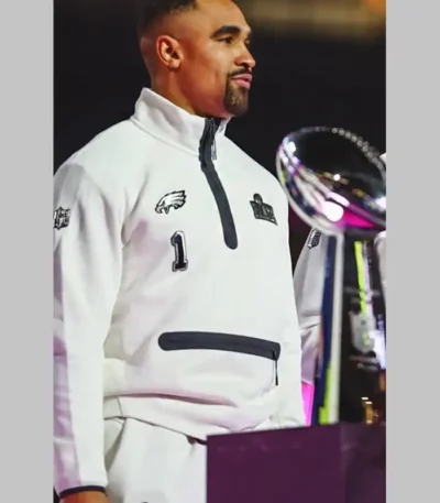 LIX Super Bowl Jalen Hurts White Jacket