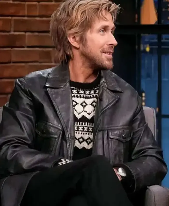 Late Night with Seth Meyers Ryan Gosling Leather Jacket Late Night with Seth Meyers Ryan Gosling Leather Jacket