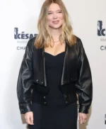 Lea Seydoux Black Leather Jacket