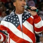 Lee Greenwood American Flag Leather Jacket