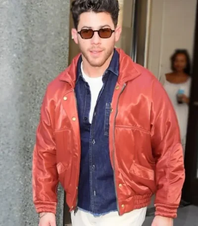 Live with Kelly and Mark Nick Jonas Red Bomber Jacket