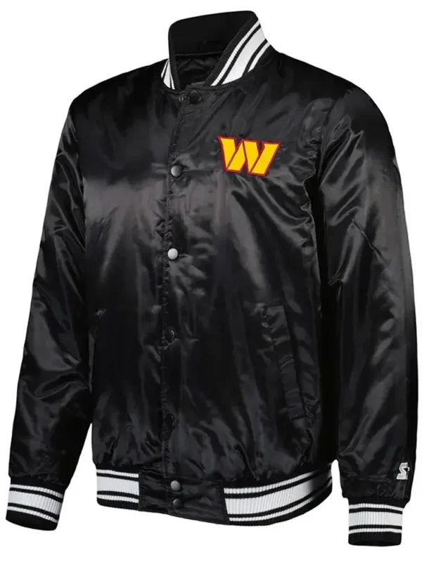 Locker Room Washington Commanders Black Satin Jacket