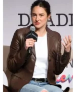LA 2026 Shailene Woodley Brown Leather Coat