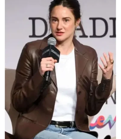 LA 2026 Shailene Woodley Brown Leather Coat