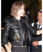 LA 2026 Emilia Jones Black Leather Jacket