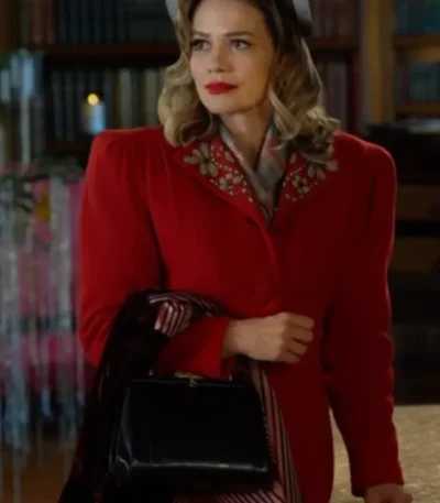 Lucy Hardgrove A Biltmore Christmas 2023 Red Trench Coat