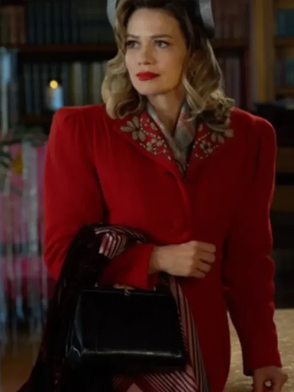 Lucy Hardgrove A Biltmore Christmas 2023 Red Trench Coat