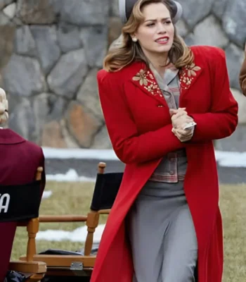 Lucy Hardgrove A Biltmore Christmas 2023 Red Trench Coat