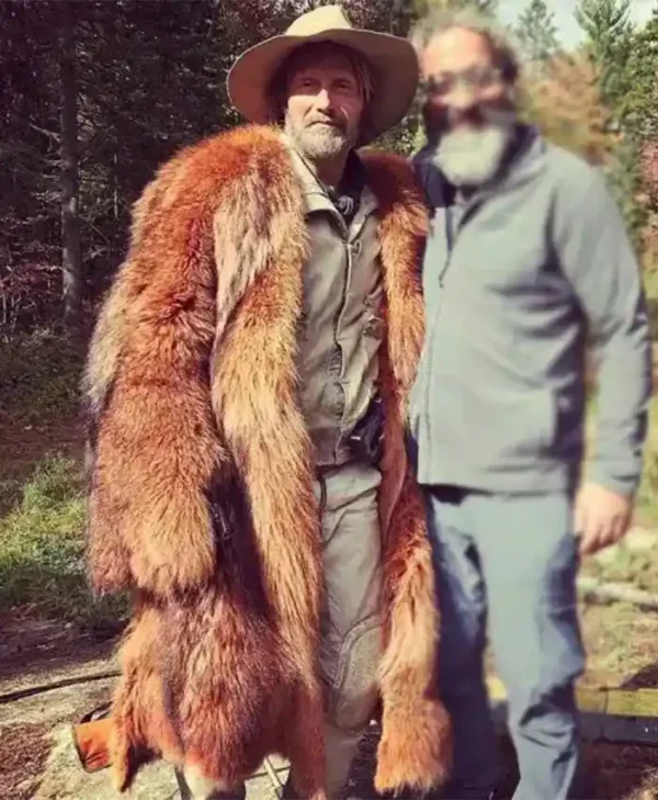 Mads Mikkelsen Chaos Walking Mayor Prentiss Brown Fur Coat
