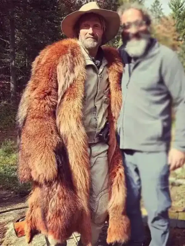 Mads Mikkelsen Chaos Walking Mayor Prentiss Brown Fur Coat