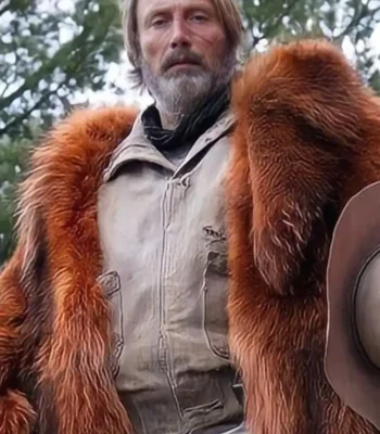 Mads Mikkelsen Chaos Walking Mayor Prentiss Brown Fur Coat