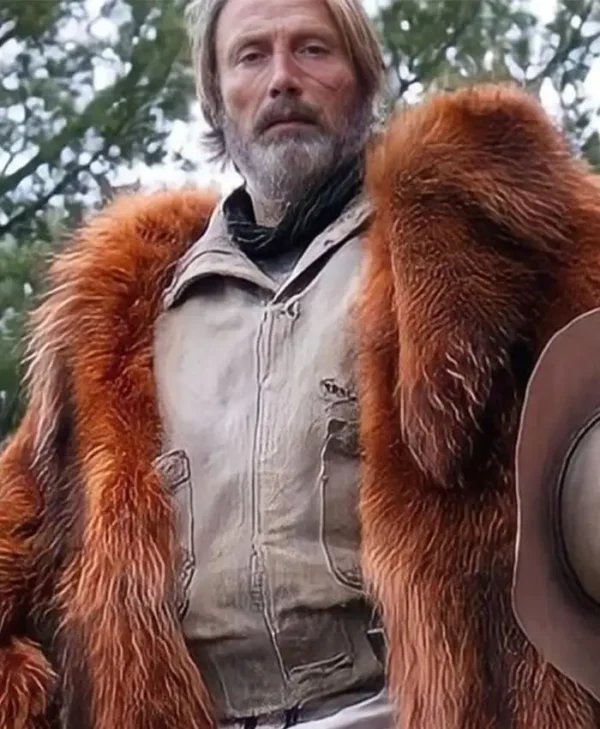 Mads Mikkelsen Chaos Walking Mayor Prentiss Brown Fur Coat
