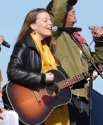 No Kings Rally Maggie Rogers Leather Coat